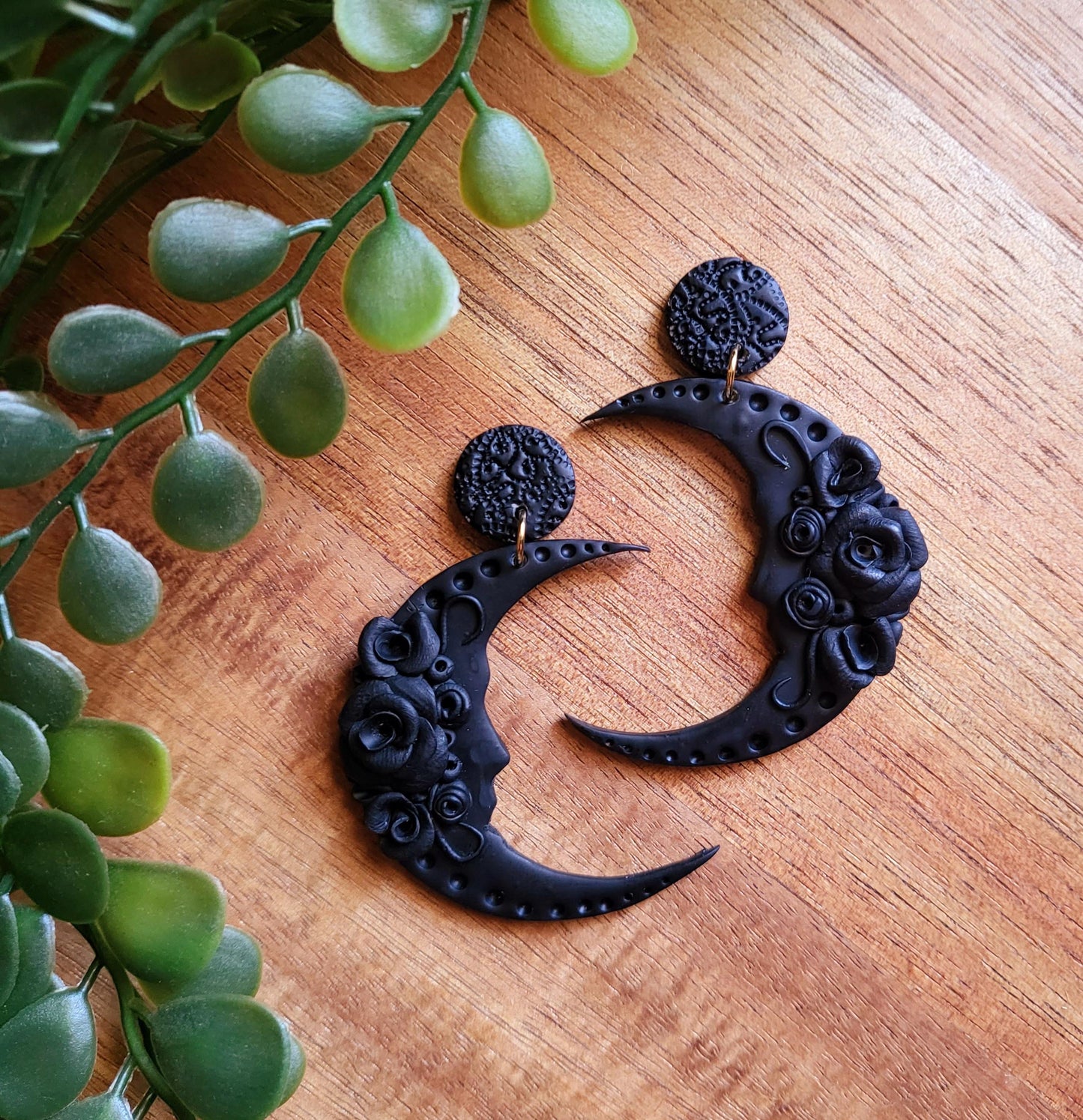 DARK SIDE - Moon Polymer Clay Earrings