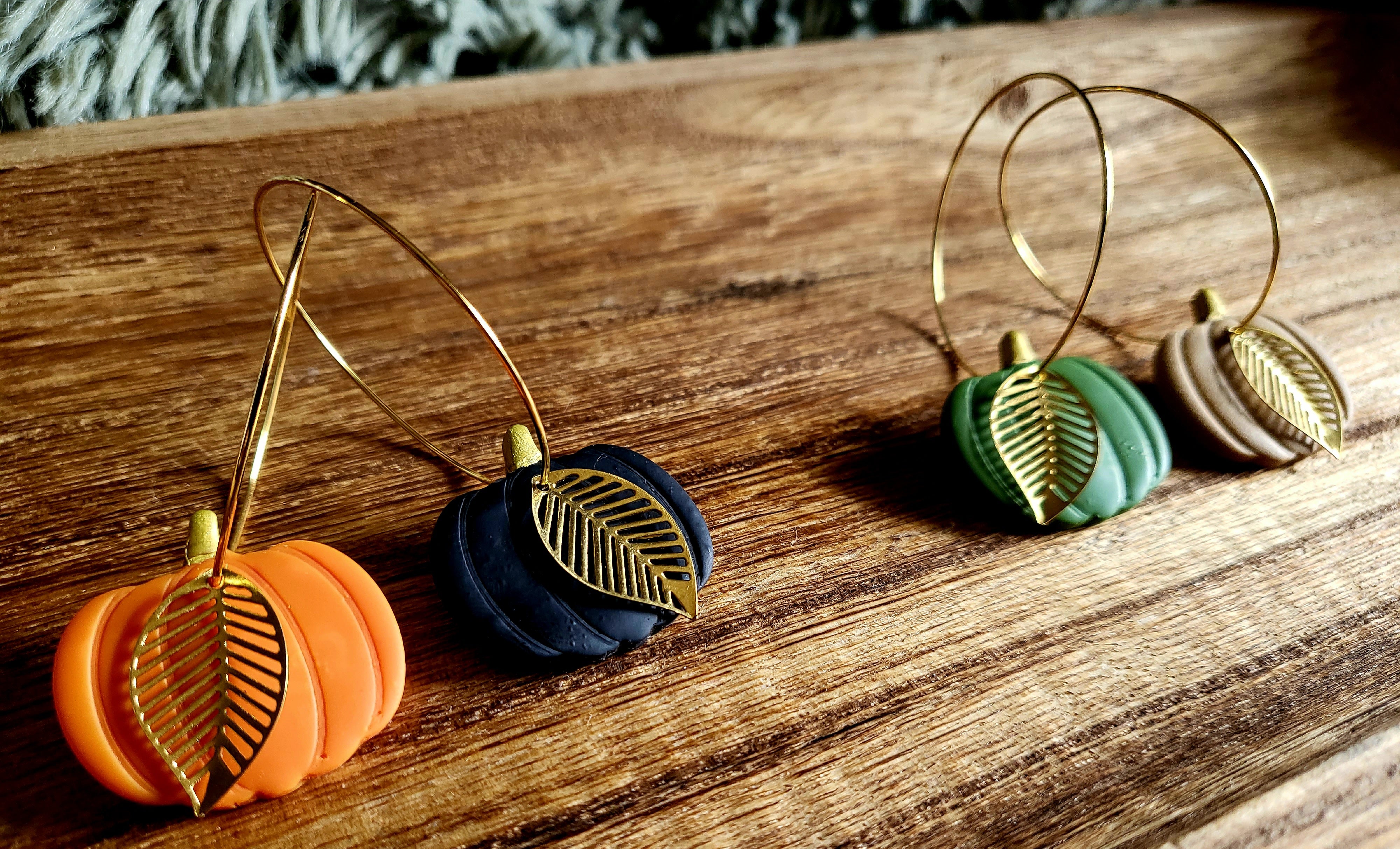 Pumpkin clay store earrings